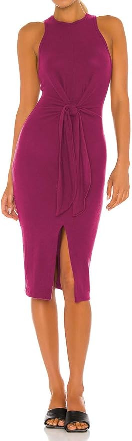 JLCNCUE Women's Casual Backless Waist Tie Tank Dress Sexy Bodycon Sleeveless Front Slit Dress 720... | Amazon (US)