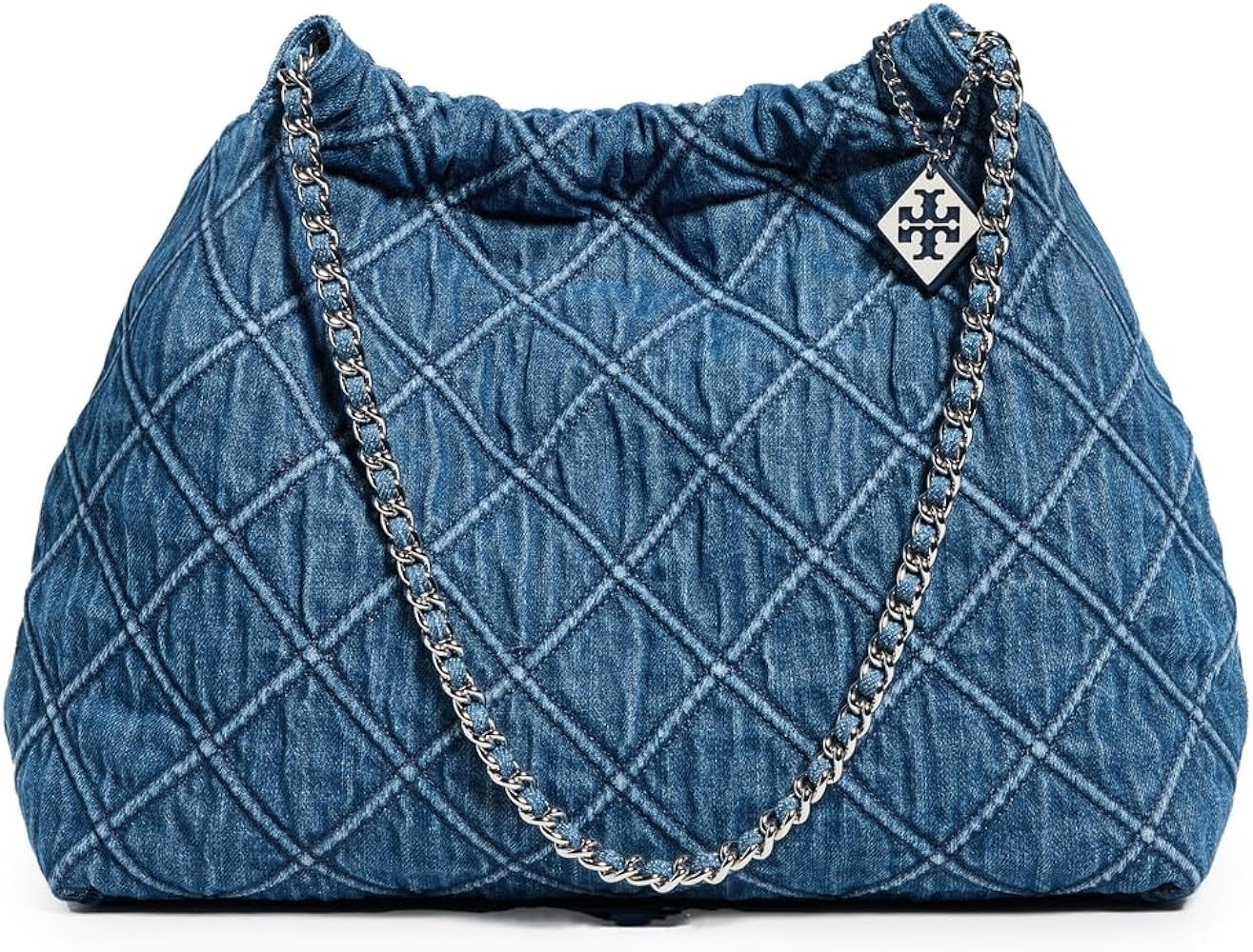 Amazon.com: Tory Burch Women's Fleming Soft Denim Drawstring Bag, Denim, Blue, One size : Clothin... | Amazon (US)