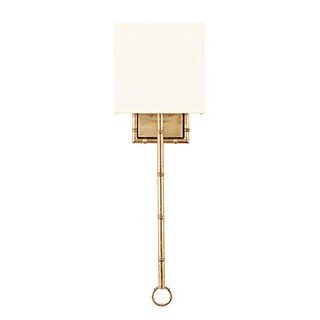 Bamboo Single Arm Sconce with Cream Fabric Half Shade & Champagne Finish | Ballard Designs, Inc.