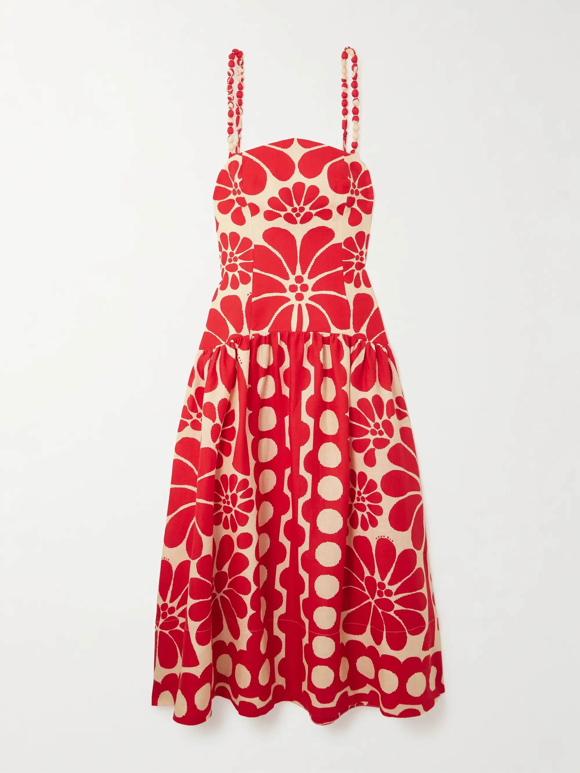 Palermo gathered printed linen midi dress | NET-A-PORTER (US)