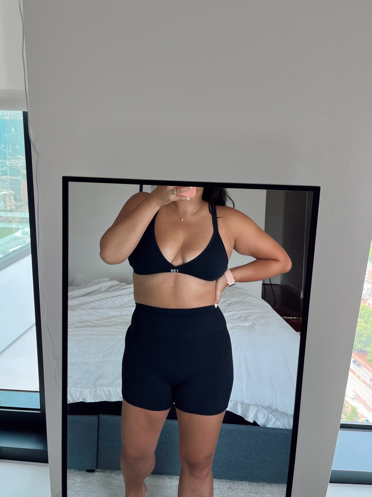 Comfiest biker shorts and sports bra. Softer than butter and ready for barre 🖤

#LTKActive #LTKSaleAlert #LTKFindsUnder50