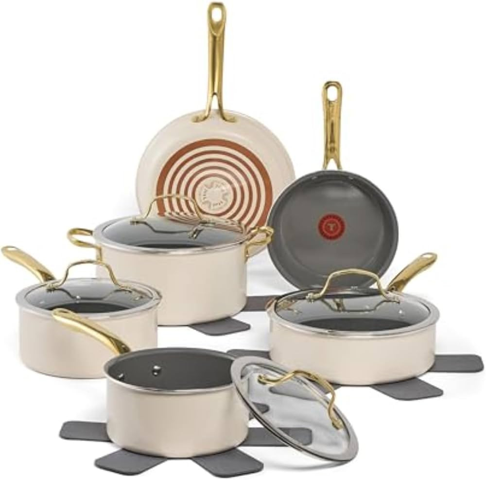 T-fal Preserve Ceramic, Ceramic Non Stick Cookware Set 13 Piece, Oven Broiler Safe 350F, Kitchen ... | Amazon (US)