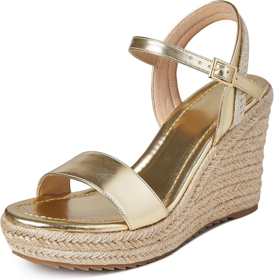 mikarka Women's Espadrille Wedge Sandals: Ankle Strap Platform Open Toe Wedges - Stylish High Hee... | Amazon (US)