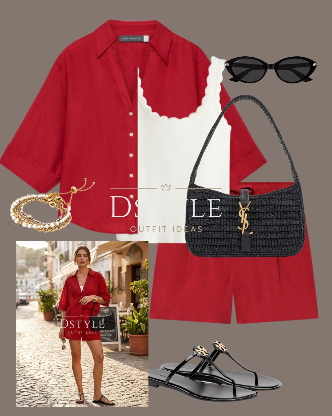 Monochrome but make it summer ❤️ Staying cool and chic in this gorgeous red linen short set. Layered over a scalloped white tank and paired with minimalist black sandals and a raffia shoulder bag for the ultimate warm-weather aesthetic.

#LTKootd