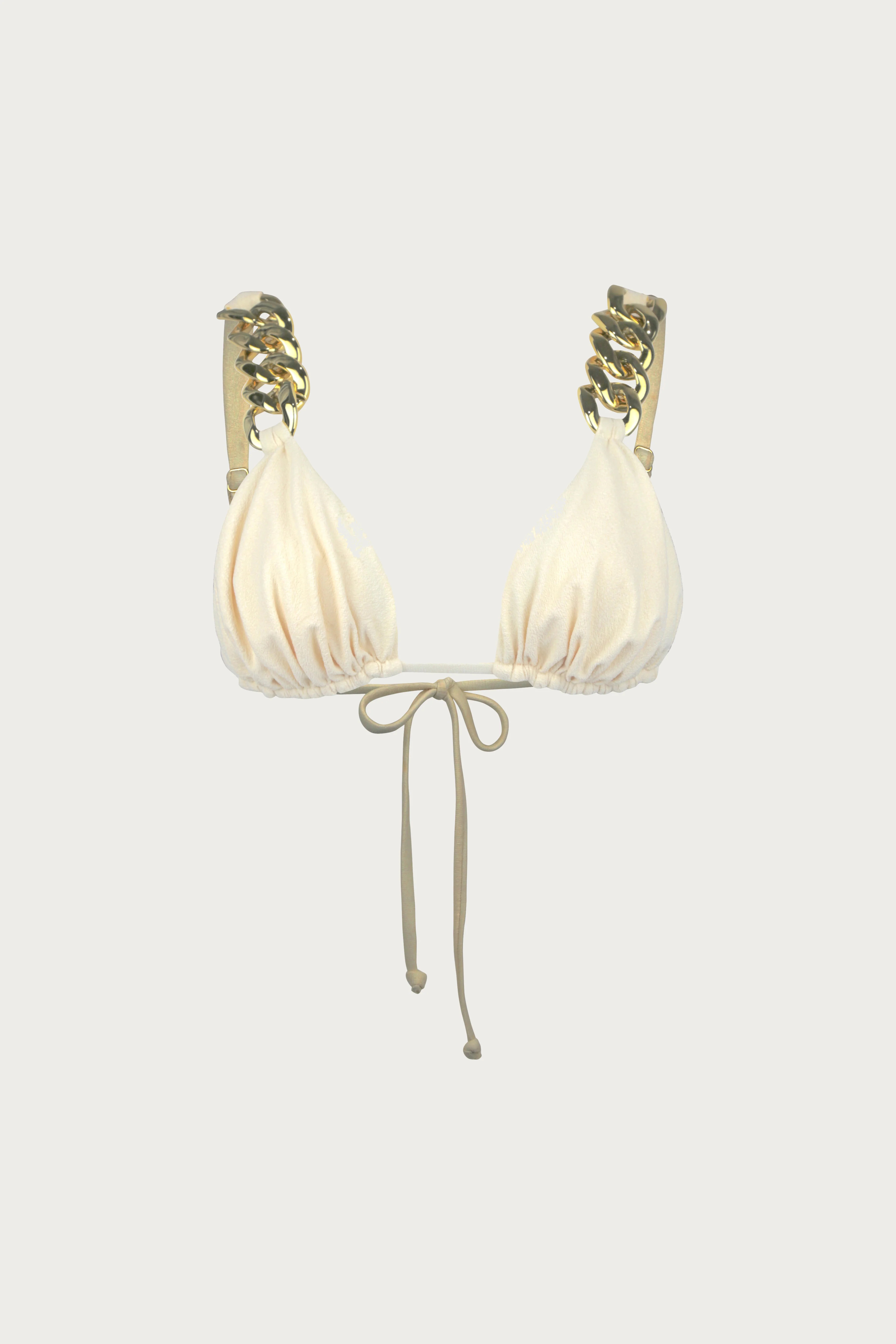 Gold Chain Triangle (Faux Suede Cream) | SAME