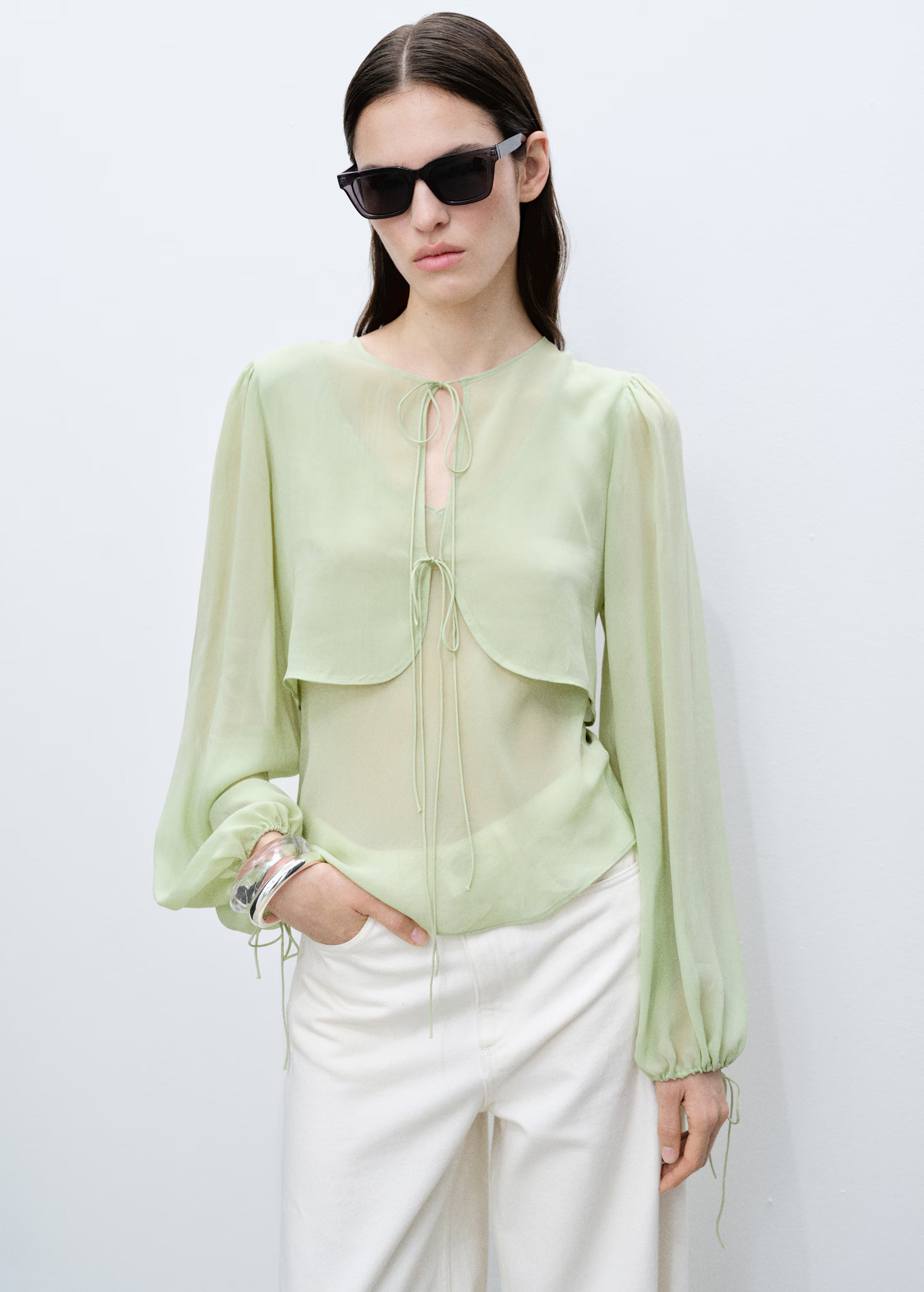 Combined blouse with bow detail | MANGO (UK)