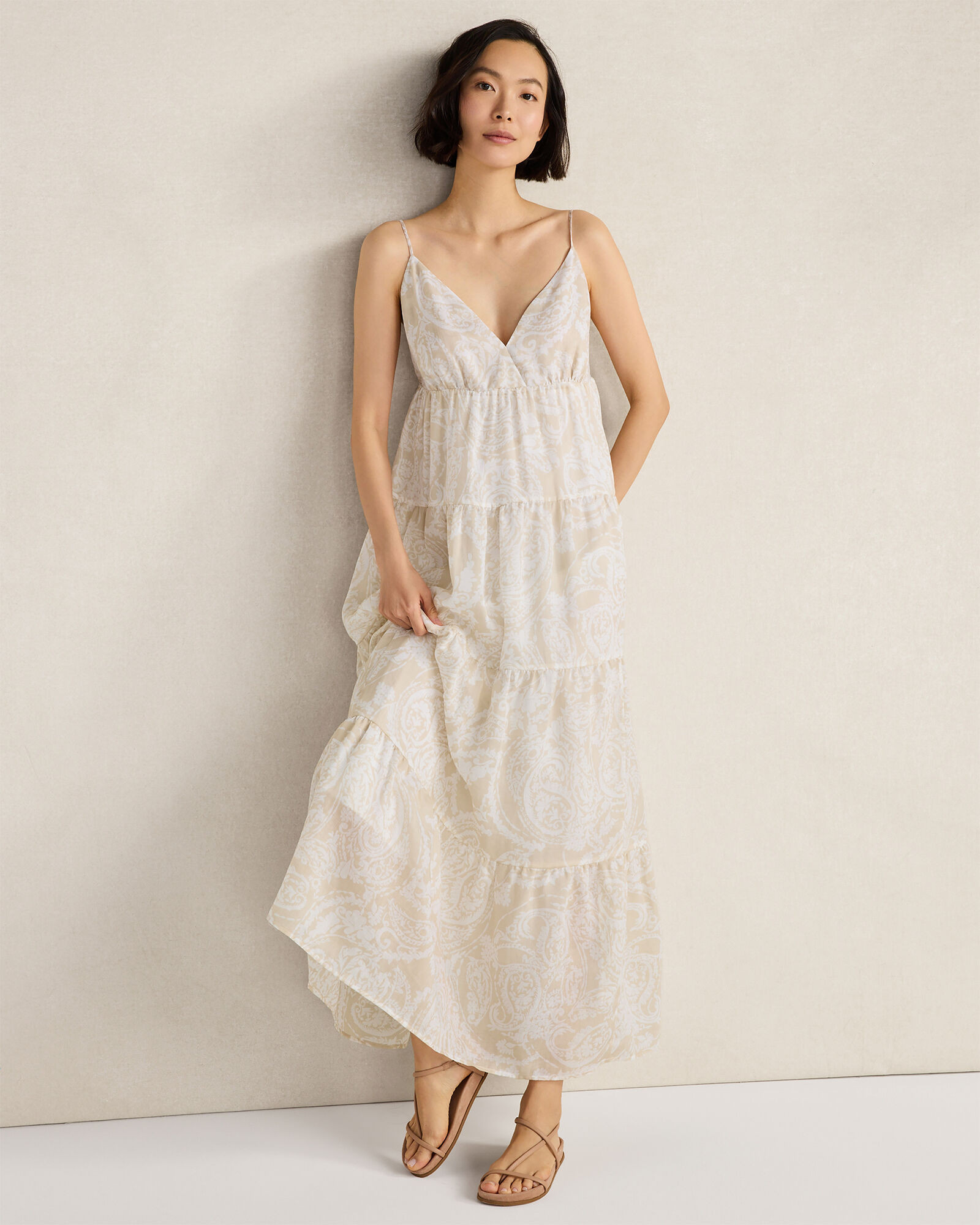 Ramie Blend Paisley Tiered Maxi Dress | Haven Well Within