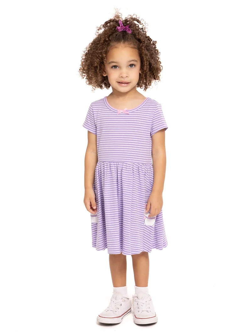 Disney Classics Marie Toddler Girl Short Sleeve Striped Dress with Graphic Pockets, Sizes 12M-5T | Walmart (US)
