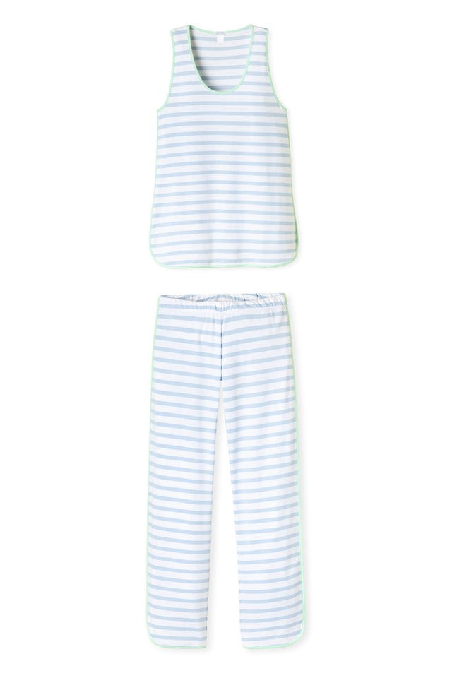 Pima Tank-Long Set in Saltwater | LAKE Pajamas