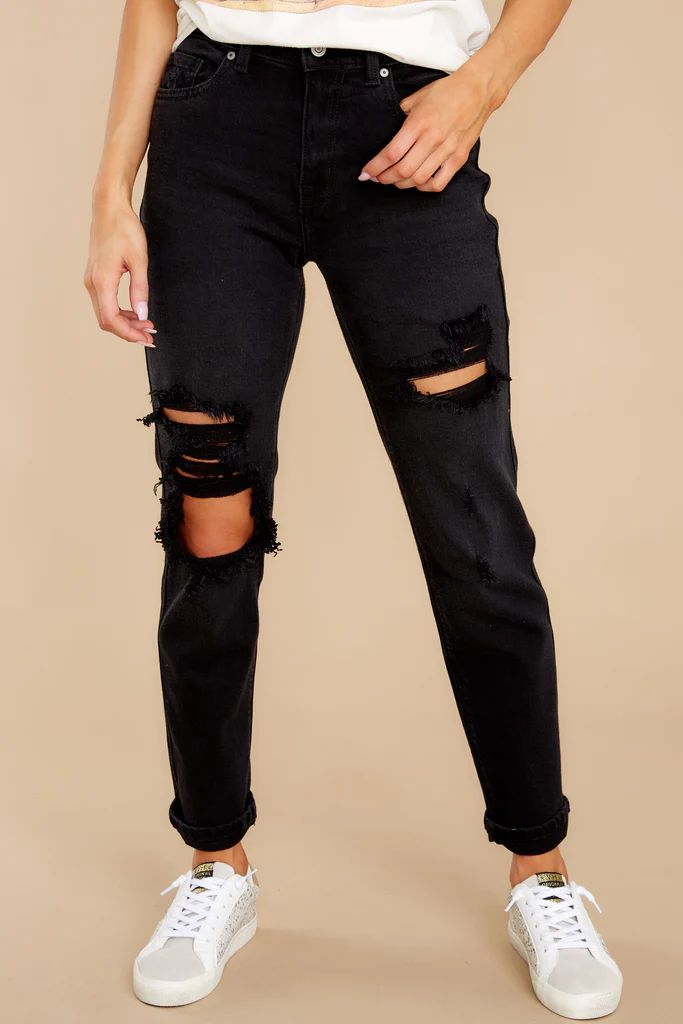 Stop You There Black Distressed Boyfriend Jeans | Red Dress 