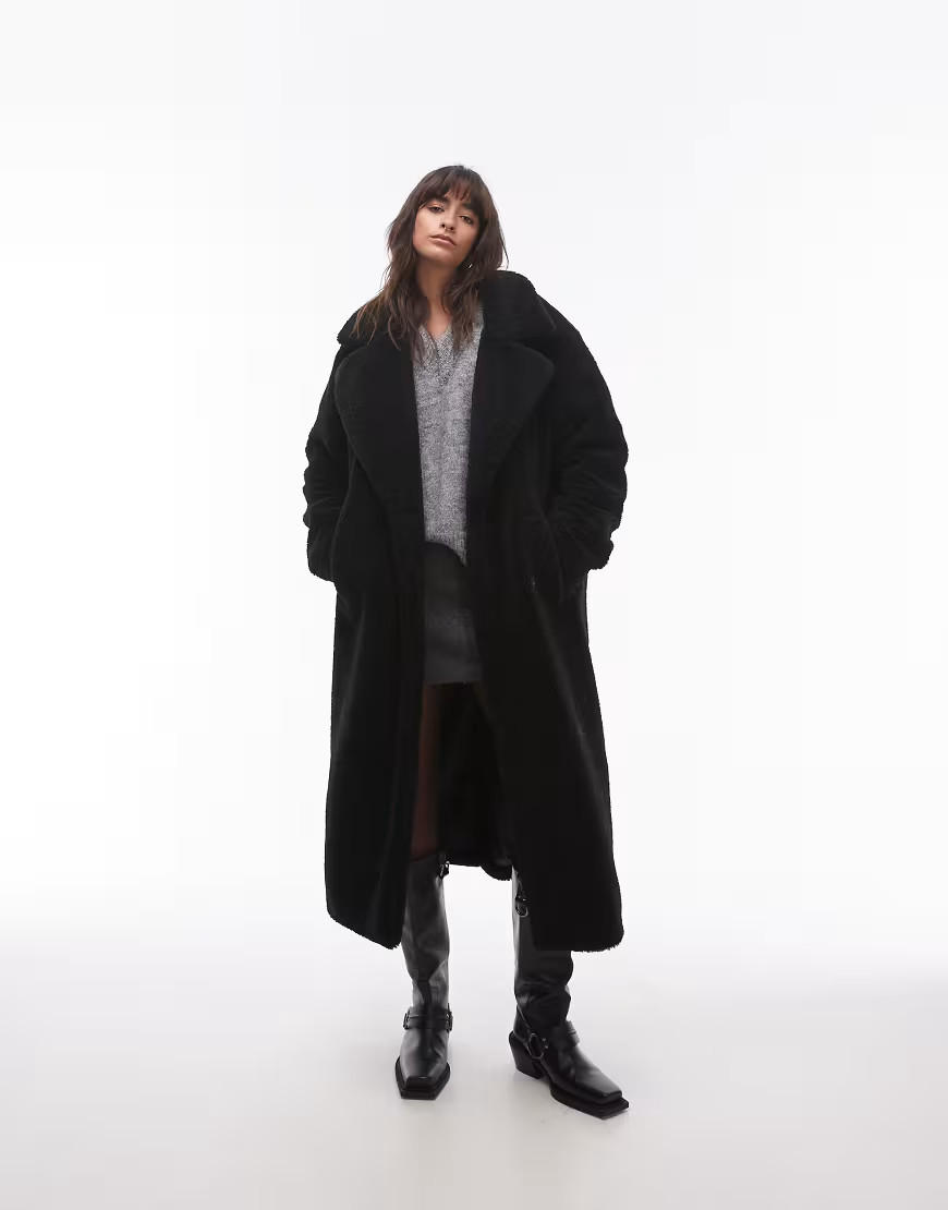 Topshop longline throw-on borg jacket in black | ASOS (Global)