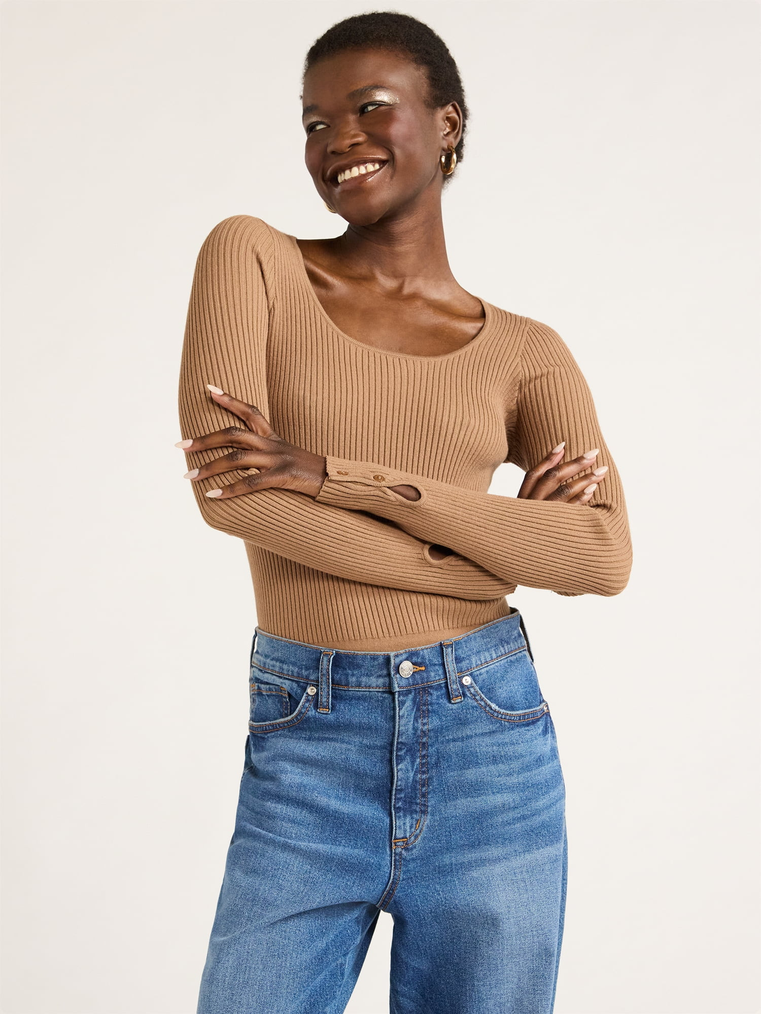 Scoop Women's Scoop Neck Bodysuit, Sizes XS-XXL | Walmart (US)