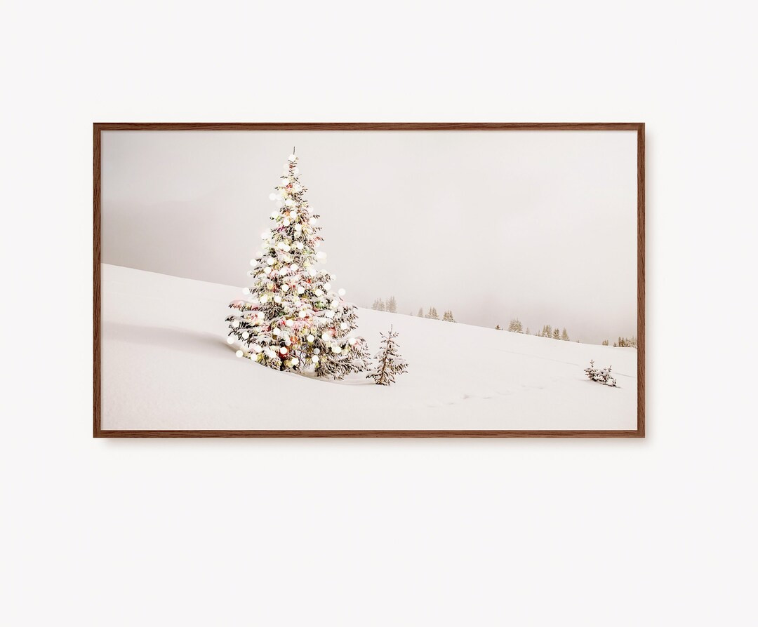 Samsung Frame TV Art Christmas Painting | Rustic Landscape Xmas Country Decor, Snowy Pine Trees w... | Etsy (US)