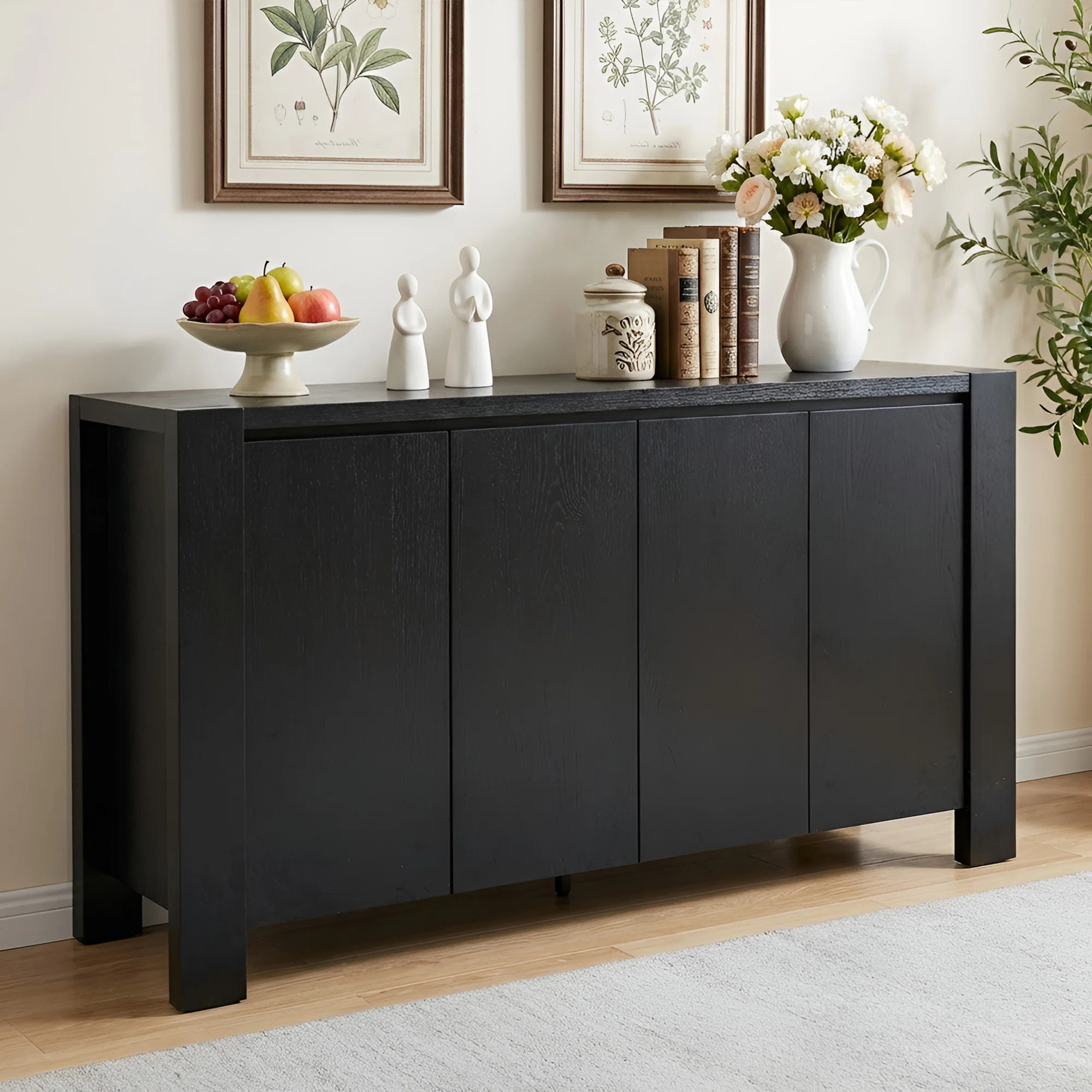 Buffet Storage Cabinet For Dining Room, Kitchen, Wood 4-Door Sideboard With 4 Compartments | Wayfair North America