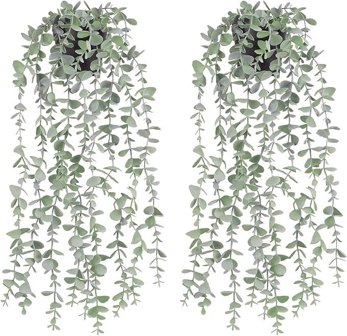 FUNARTY Fake Hanging Plants, Artificial Hanging Plants, Eucalyptus Vine, Fake Potted Plants for W... | Amazon (US)