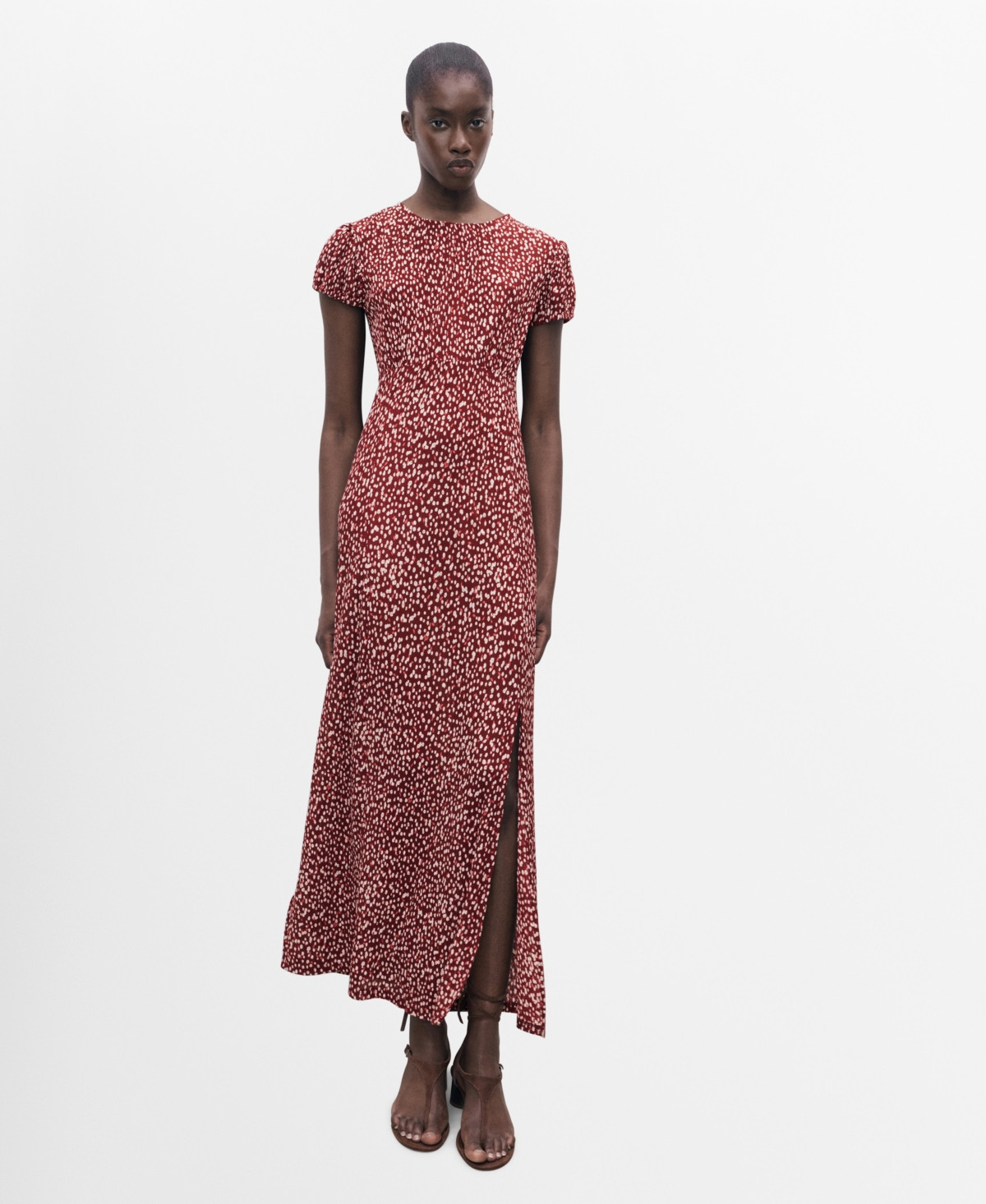 Mango Women's Floral-Print Pleated Dress - Burgundy | Macy's