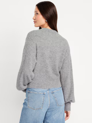 Cropped Crew-Neck Eyelash Sweater | Old Navy (US)