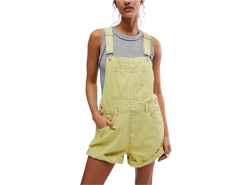 Free People We The Free Ziggy Shortall Women's Jumpsuit & Rompers One Piece Sunny Lime : SM (Women's 4-6), Cotton | Zappos
