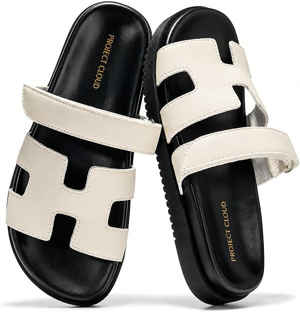 Project Cloud 100% Genuine Leather Sandals Women & Slides for Women (Mayvy) | Plush Soft Insole W... | Amazon (US)