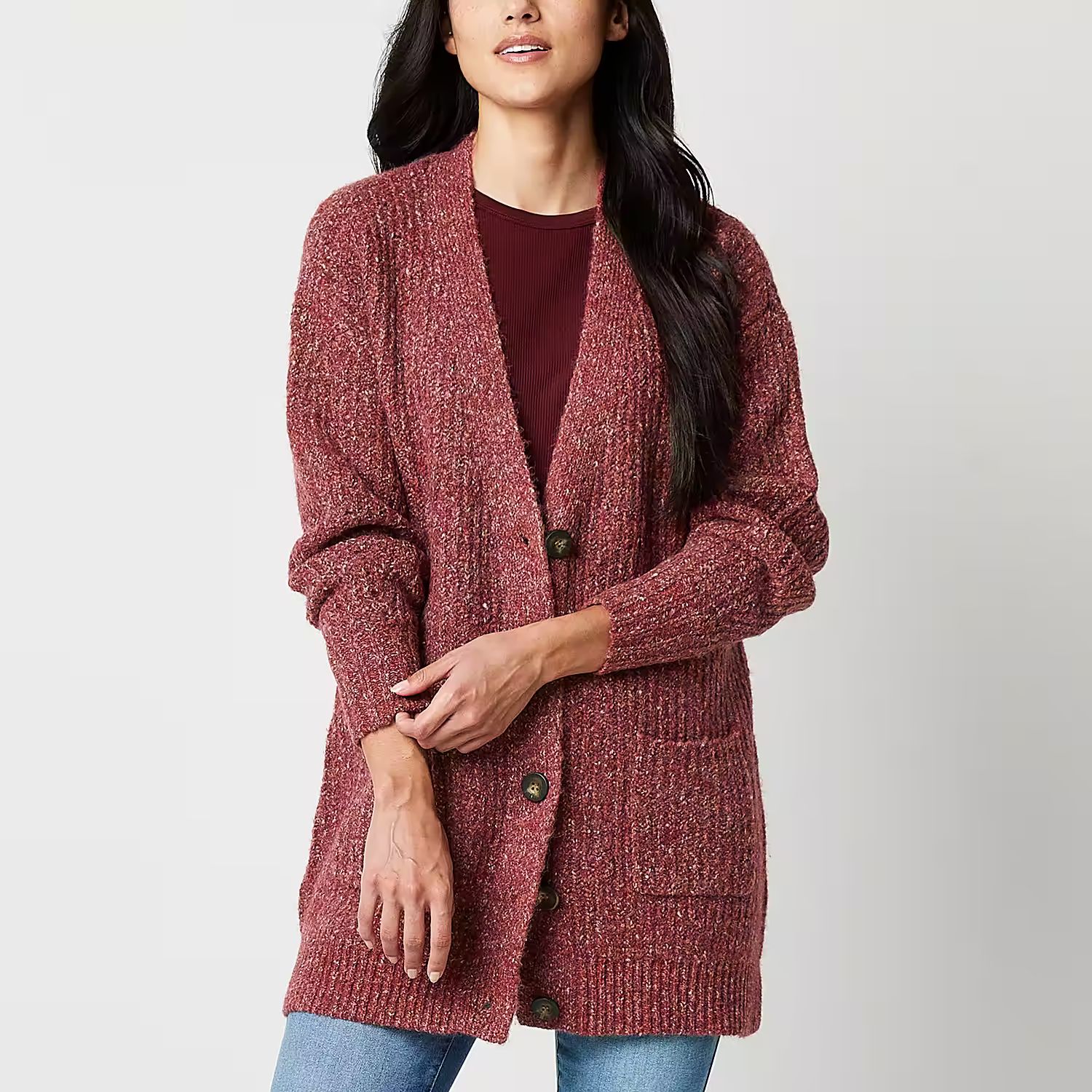 a.n.a Womens Long Sleeve Button Cardigan | JCPenney