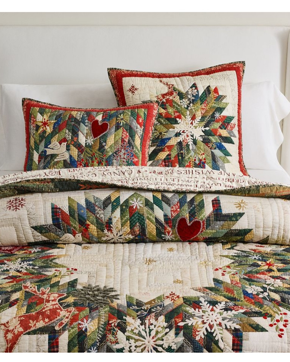 Winter Wreath Quilt
Reversible 

Welcome the holidays with a symbol of warmth and hospitality. One of our original designs, this colorful quilt features heritage patchwork-like fabrics arranged in a starburst pattern. Beautifully embroidered by hand, it reverses seasonal sentiments, giving you two looks in one. Each quilt is labeled with a message commemorating its unique story and the year it was made—an ode to tradition that makes it an instant keepsake.

#LTKSeasonal #LTKStyleTip #LTKHome