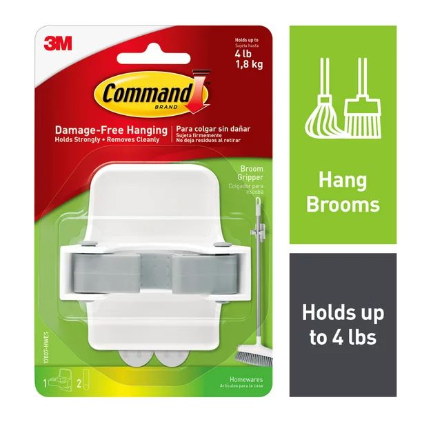 Command Broom Gripper, White, 1 Gripper, 2 Strips/Pack | Walmart (US)