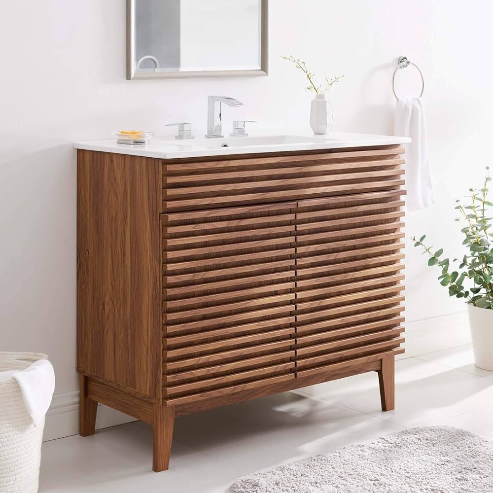 Modway Render 36" Bathroom Vanity in Walnut White | Amazon (US)