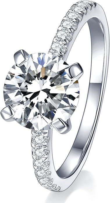 IMOLOVE Solitaire Moissanite Engagement Ring, 1CT D Color VVS1 Clarity, 925 Sterling Silver with ... | Amazon (US)