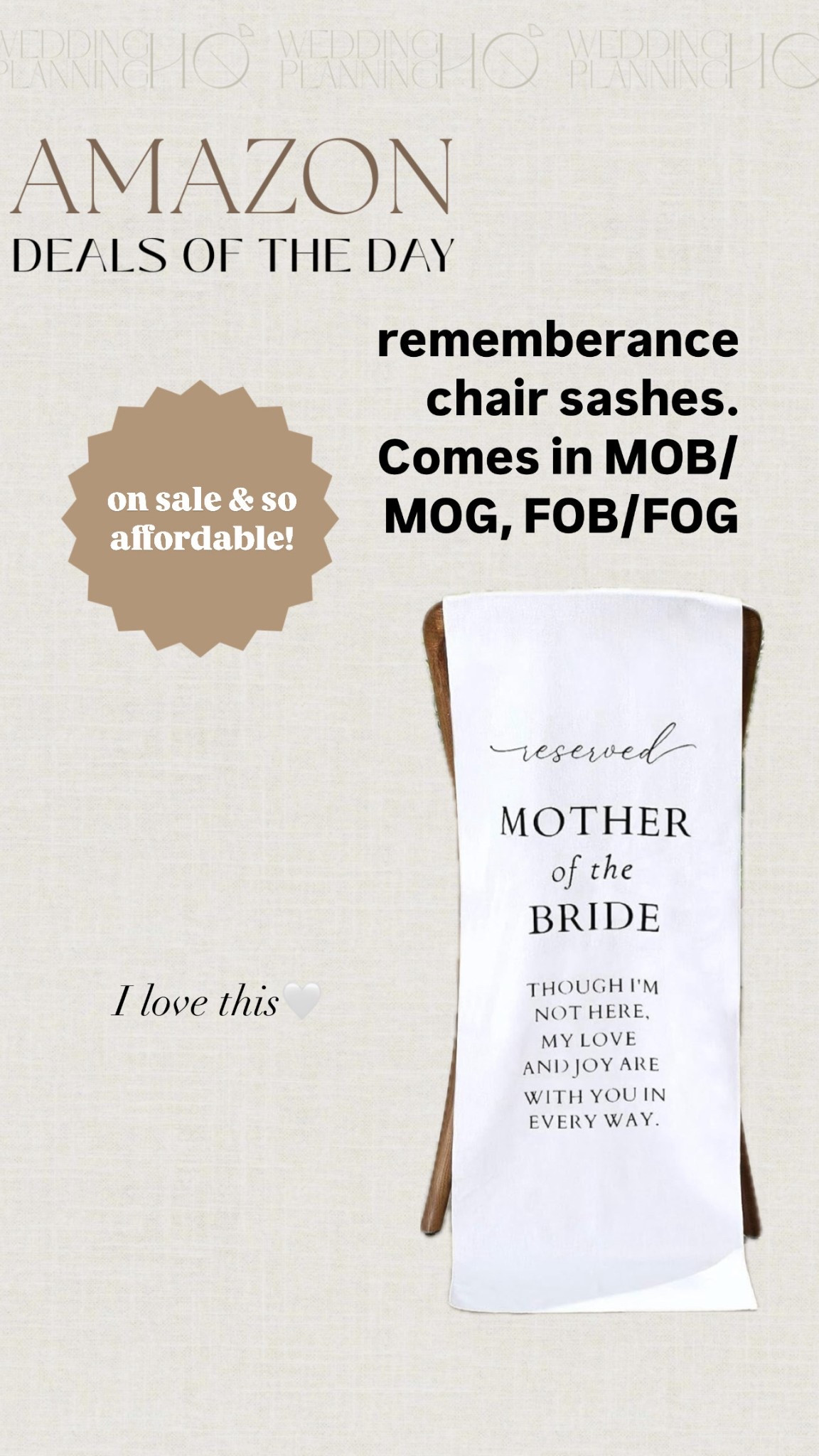 Chair sashes for mother of bride, mother of groom, father of bride, father of groom. I love this. So affordable and such a special touch!

#LTKWedding