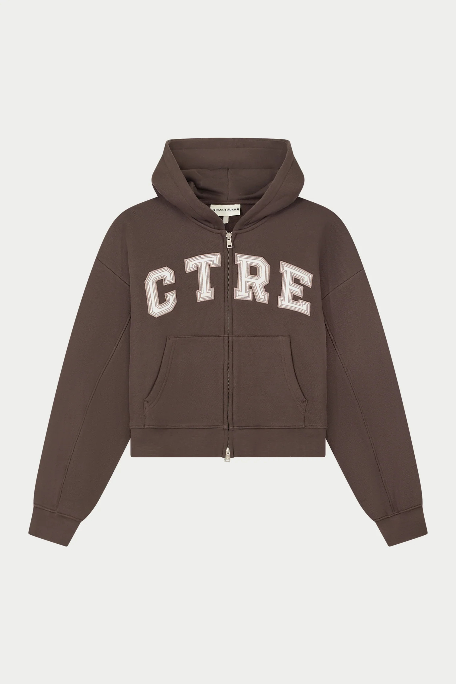 CTRE APPLIQUE ZIP THROUGH HOODIE - BROWN | The Couture Club