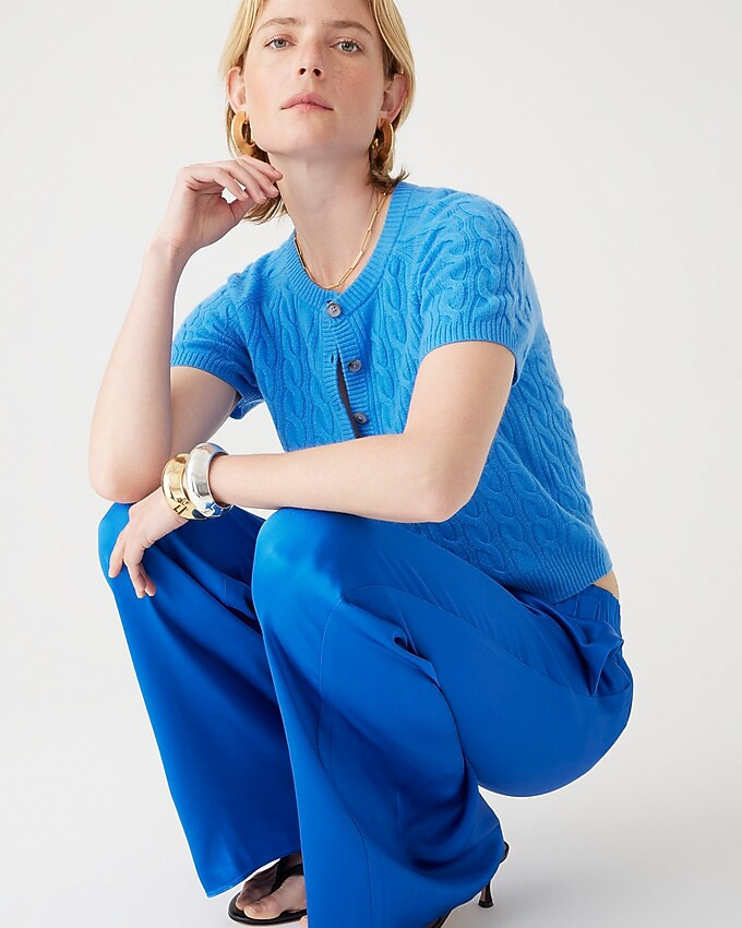 Cashmere cable-knit henley T-shirt | J. Crew US