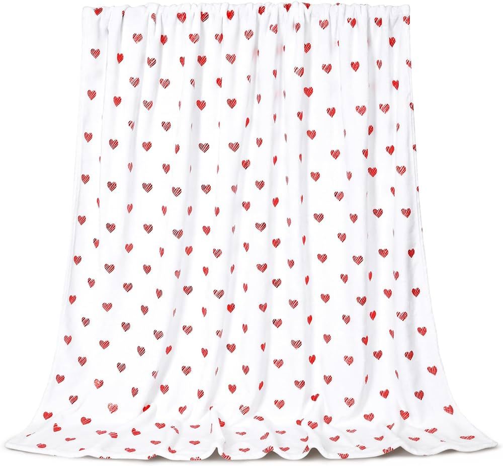 FRAMICS Valentine's Day Blanket, Red Heart Throw Blanket, Super Soft Fleece Flannel Blankets, Thr... | Amazon (US)