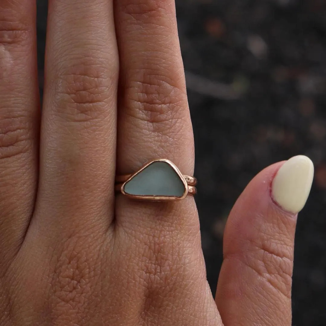 double sea glass ring-14k gold fill | Etsy (US)