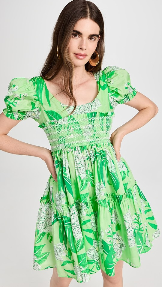 Dewdrop Floral Green Mini Dress | Shopbop