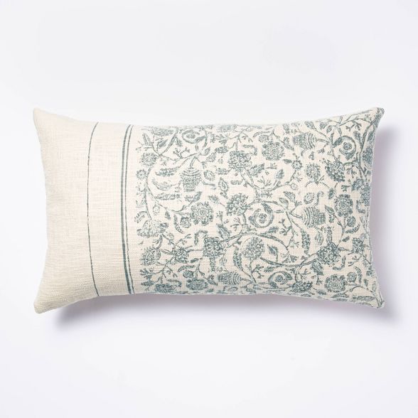 Floral Striped Throw Pillow Blue/Cream - Threshold™ designed with Studio McGee | Target