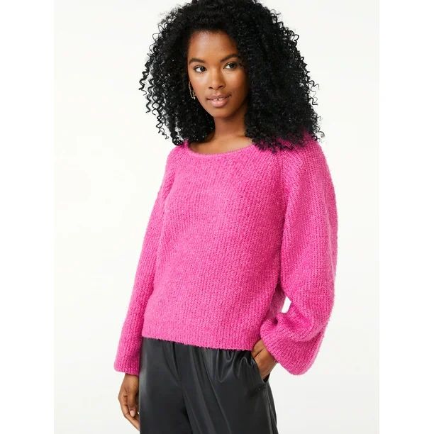 Scoop Women's Boucle Knit Sweater - Walmart.com | Walmart (US)