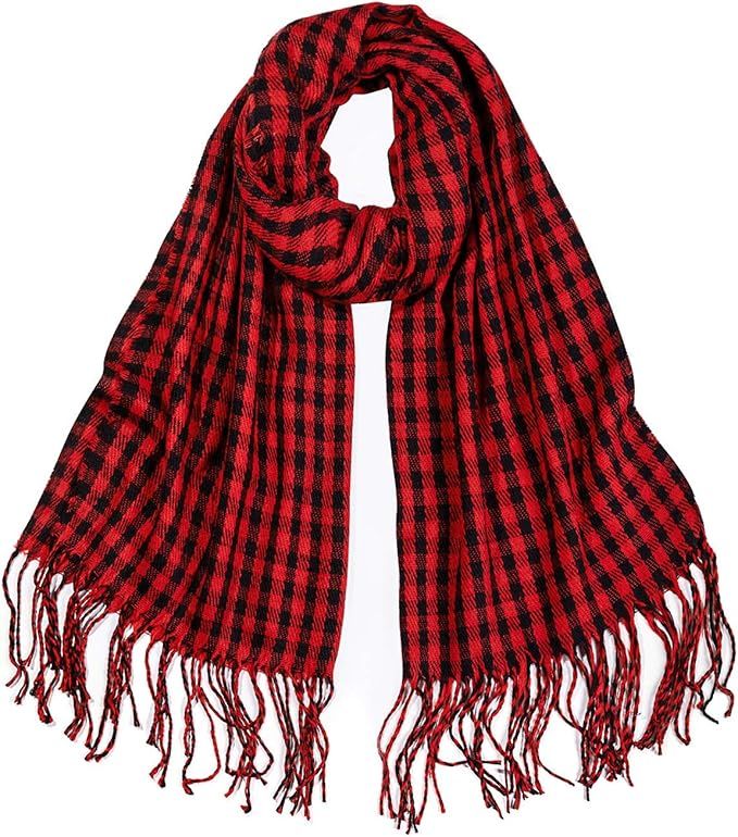 SOJOS Womens Plaid Scarf Large Long Blanket Check Wrap Shawl with Tassel SC315 | Amazon (US)