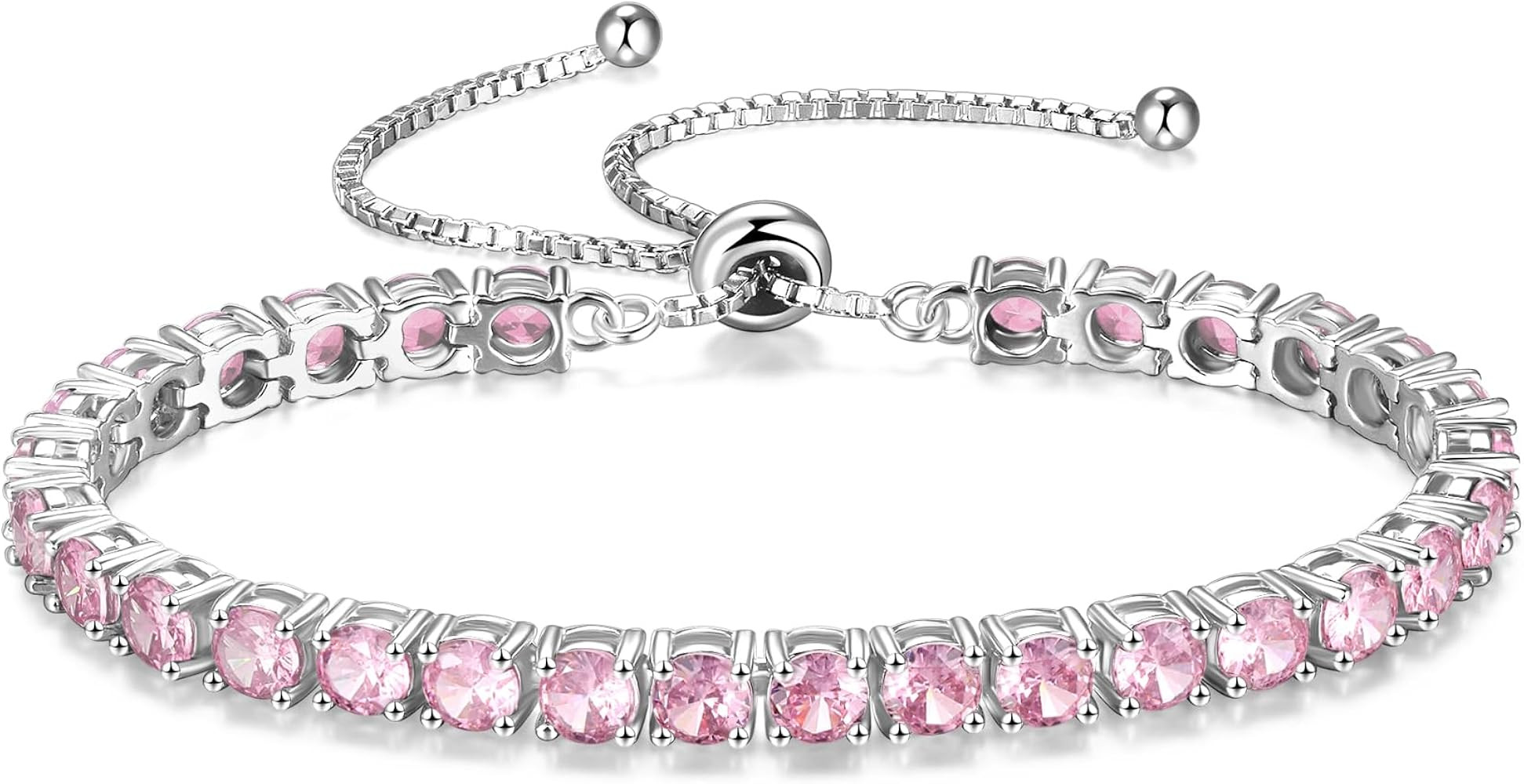 FANCIME Birthstone Bracelet Jewelry for Women Sterling Silver Tennis Bracelet Classic Bolo Adjust... | Amazon (US)