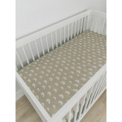 Muslin Crib Sheet, Sand Rainbow | SpearmintLOVE