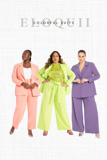 Eloquii colorful suiting , plus size outfit , plus size suiting , plus size suit , plus size wedding guest 