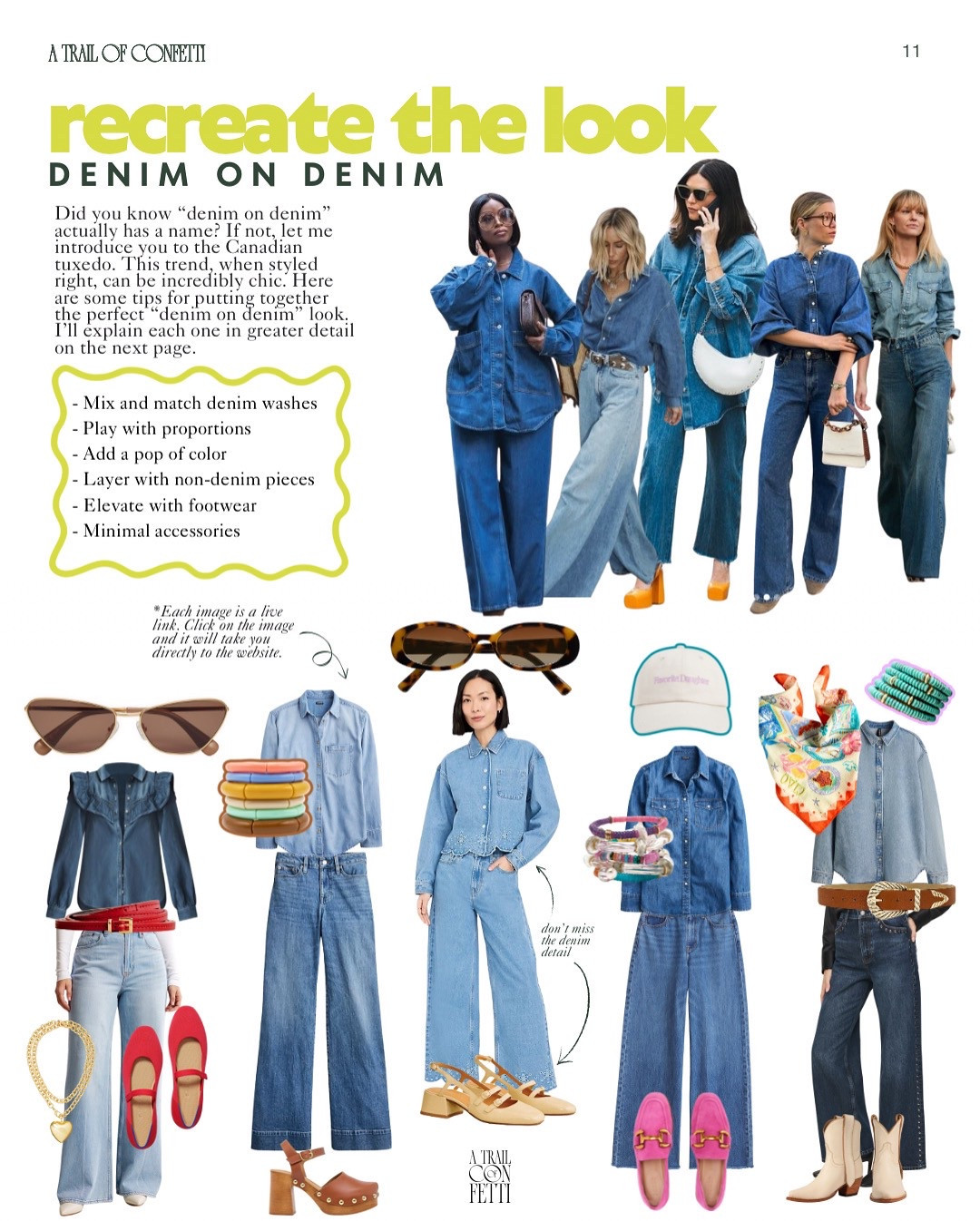 Denim on Denim: Recreate the Look
Page 11 from the March Issue of A Trail of Confetti 🎉 

Subscribe today to get all the links! https://open.substack.com/pub/atrailofconfetti/p/a-trail-of-confetti-magazine?r=40ev1b&utm_medium=ios

#denimondenim #styleinspo #recreatethelook 

#LTKSpringSale #LTKSaleAlert #LTKMidsize