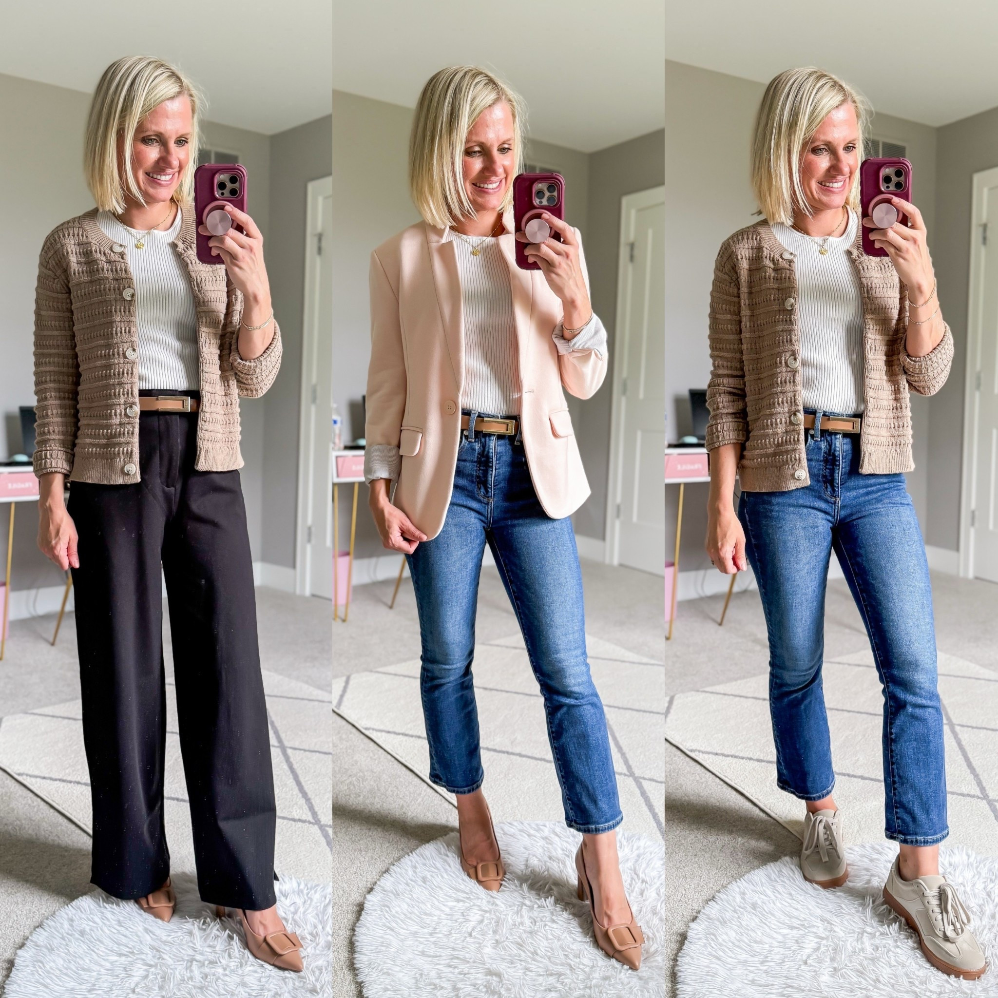 Teacher outfit ideas for fall! Jeans- 24/petite || top- small || pants- 0/petite || cardigan- small || pink blazer- xsmall 

#LTKPetite #LTKWorkwear #LTKStyleTip