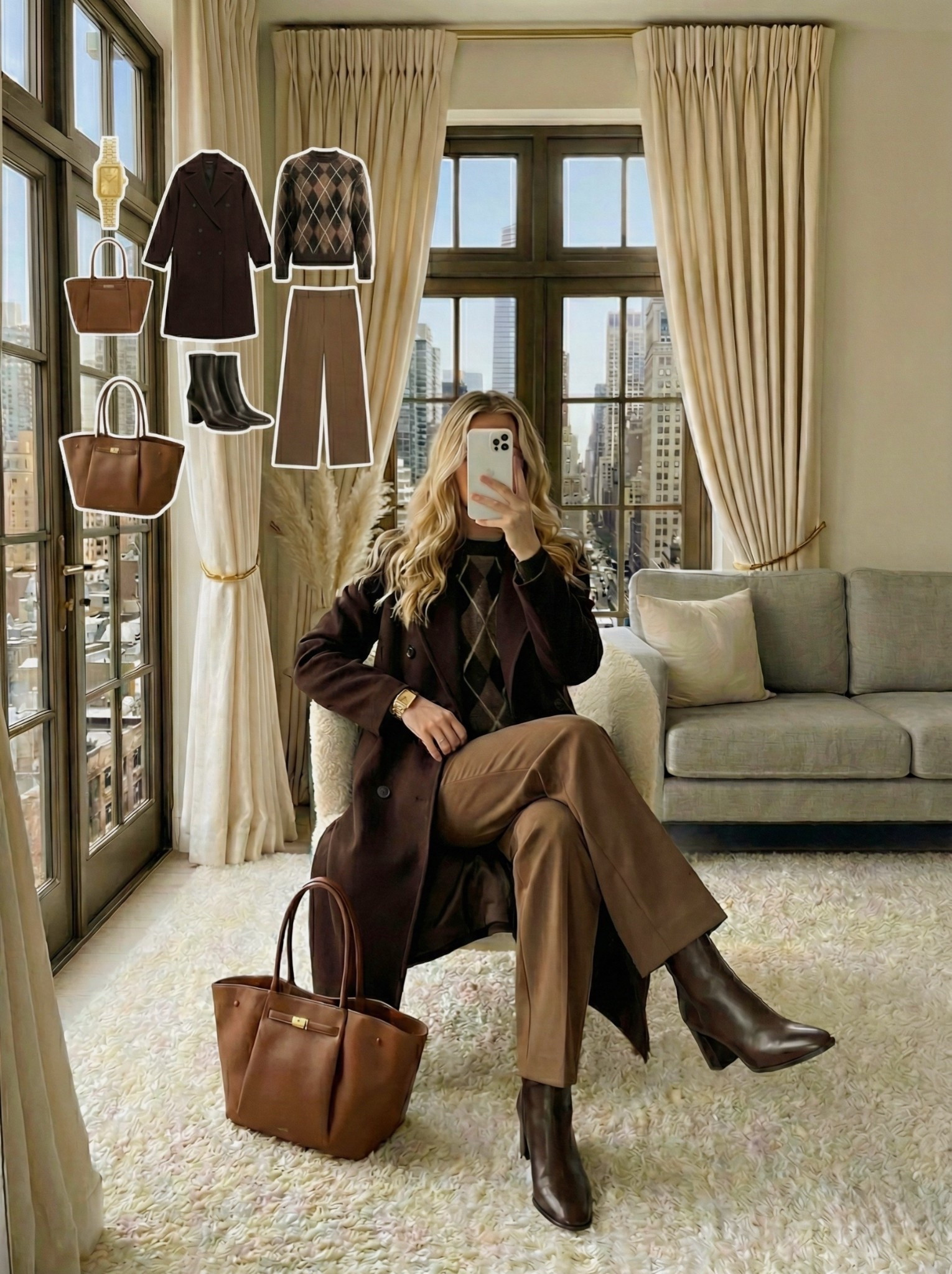 ✨ Rich Chocolate Layers ✨

A timeless fall to winter look built around deep brown tones and classic textures. The argyle knit adds subtle pattern while keeping the outfit polished, layered under a tailored coat for warmth and structure. Paired with tailored trousers and sleek ankle boots for an effortlessly refined silhouette.

Finished with rich leather accessories and minimal gold details for a look that feels elevated, cozy, and endlessly wearable.

🤎 Style Notes:
• Argyle knit for classic texture
• Tailored coat for clean structure
• Straight leg trousers for a polished fit
• Leather ankle boots for everyday elegance
• Structured brown bag to tie everything together

Everything linked and ready to shop ✨

#LTKHoliday #LTKootd #LTKgrwm