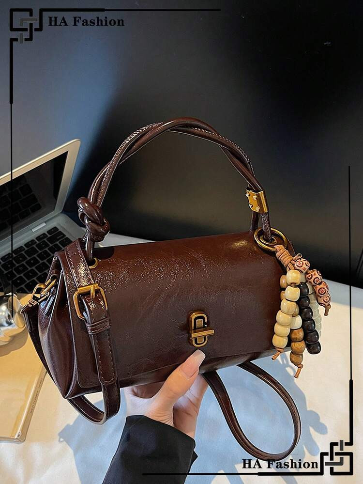 Bolso De Mujer PU Con Parches Vintage, Bolso De Hombro, Bolso Cuadrado Pequeño Para Uso Diario | SHEIN