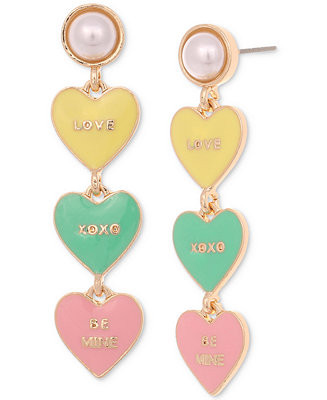 Charter Club Gold-Tone Imitation Pearl & Valentine Heart Linear Drop Earrings, Created for Macy's... | Macys (US)
