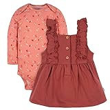 Gerber Baby Girls Toddler 2 Piece Overall Dress Set, Orange Leaves, 0-3 Months | Amazon (US)