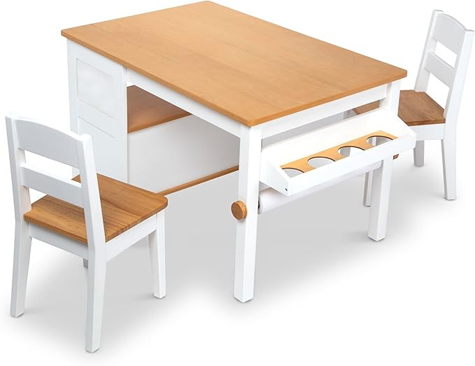 Melissa & Doug Wooden Art Table & Chairs Set - White - Kids Craft Table And Chairs, Children's Fu... | Amazon (US)