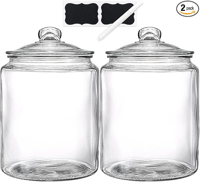 Daitouge 1.5 Gallon Glass Jars with Lids, Large Glass Storage Jars Set of 2, Heavy Duty Glass Canist | Amazon (US)