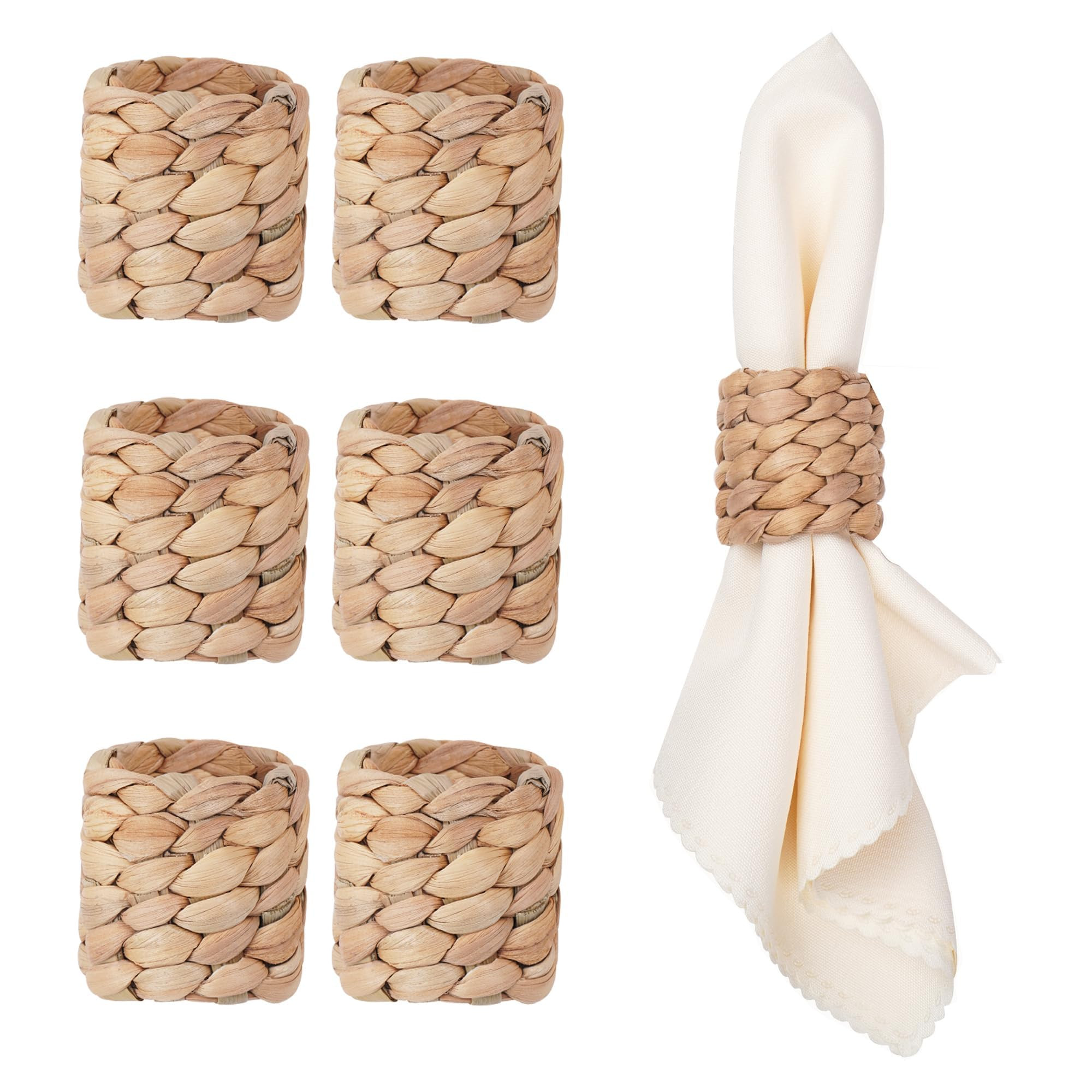 6pcs Farmhouse Napkin Rings Holder by Handmade, Rustic Woven Napkin Rings Holder, Fall Woven Napk... | Amazon (US)