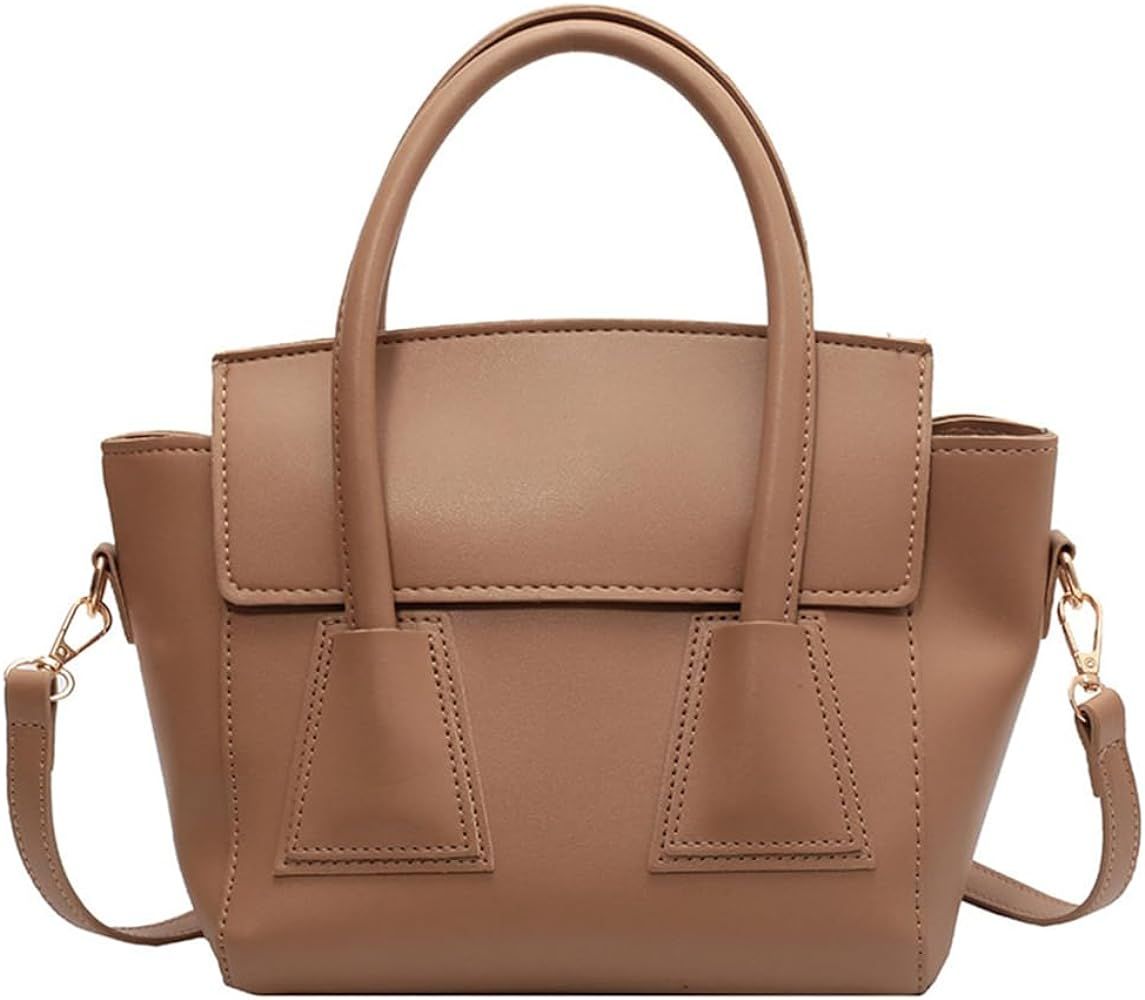 Women's Medium Handbag Designer Satchel Top Handle Bags Palm Grain Crossbody PU Leather Shoulser Bags | Amazon (US)